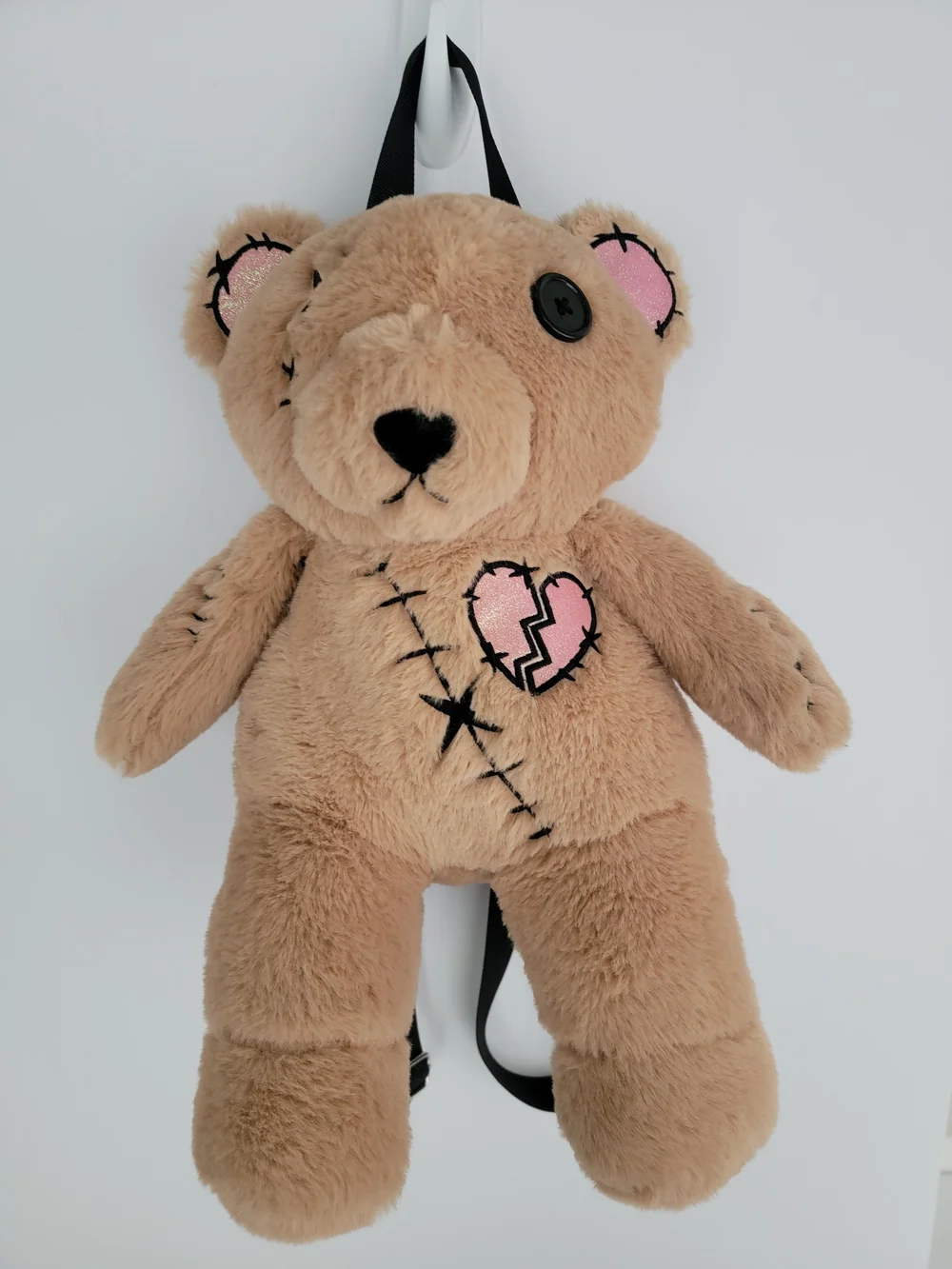 Plush Teddy Bear Backpack with Pink Patch Heart-Spirit Halloween